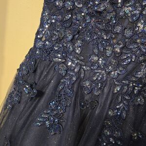 Navy Blue Sequin Embellished Dress